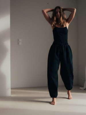 spodnie dresowe z wysokim stanem SMOOTH COTTON black