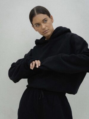bluza z kapturem cropped SMOOTH COTTON black