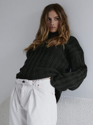 wełniany sweter oversize FLEUR moss green