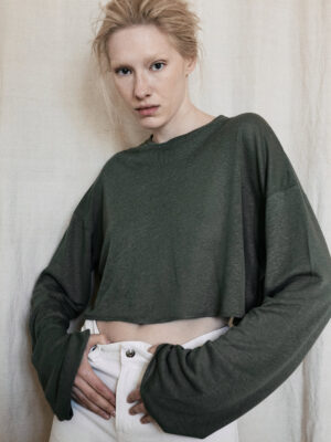 lniany longsleeve SOIE olive green