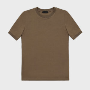 T Shirt Dopasowany Rekaw Khaki