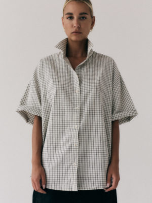 Koszula Oversize Mie Chequered Off White Black 13