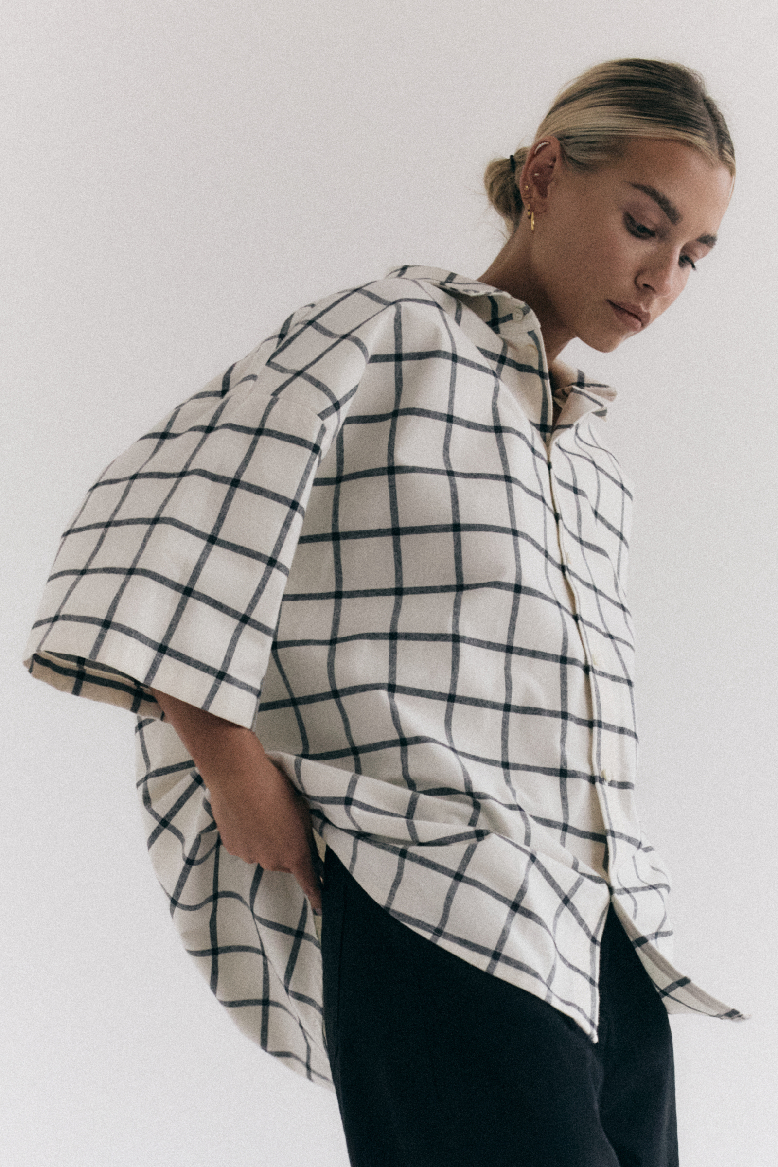 Koszula Oversize Z Krotkim Rekawem Creu Chequered Off White Black 12