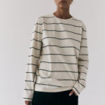 Longsleeve Basic Striped Off White Black 05