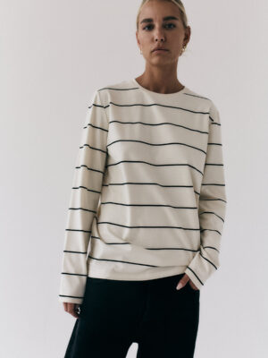 longsleeve BASIC striped off-white / black