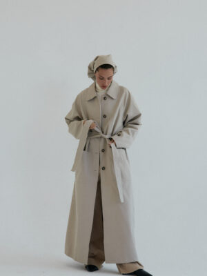 bawełniany prochowiec oversize BOUFF sandy beige