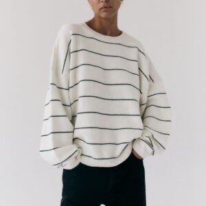 Sweter Oversize Conscious Stories Striped Off White Black 10