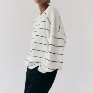 Sweter Oversize Conscious Stories Striped Off White Black 11