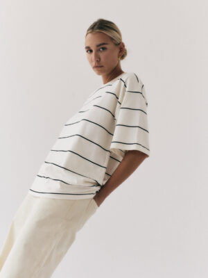 t-shirt oversize READY TO WEAR striped off-white / black