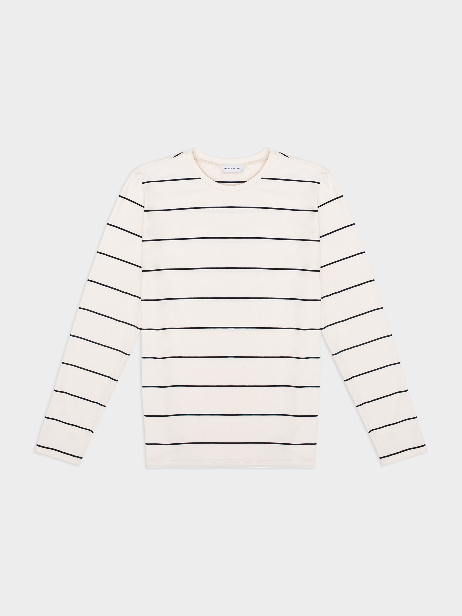 Longsleeve Basic Striped Off White Black 01