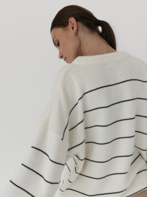 sweter oversize CONSCIOUS STORIES striped off-white/black