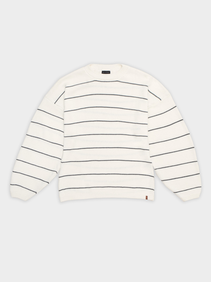 Sweter Conscious Striped Off White Black 01