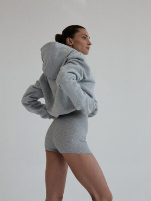 bluza z kapturem cropped SMOOTH COTTON grey
