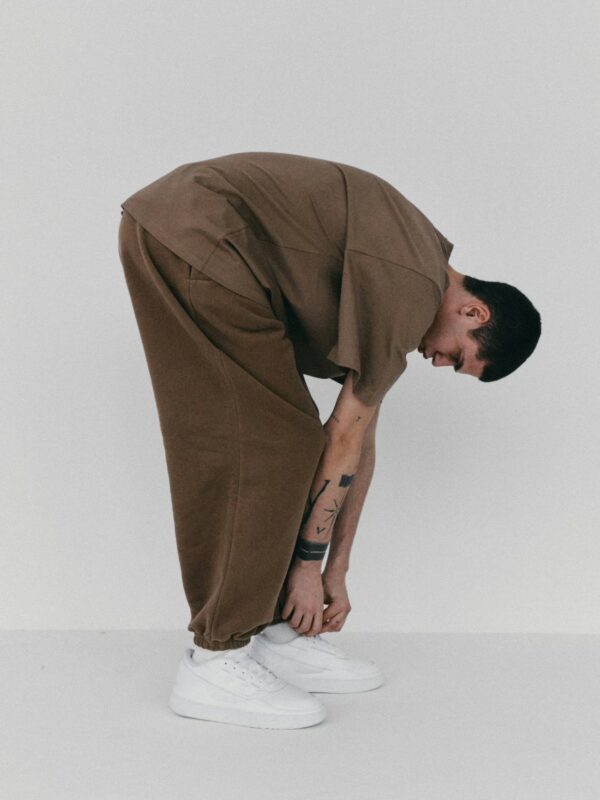 spodnie dresowe z wysokim stanem SMOOTH COTTON milk chocolate