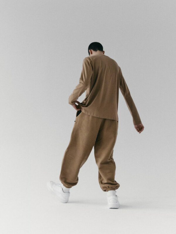 spodnie dresowe z wysokim stanem SMOOTH COTTON peanut butter