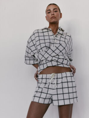 bawełniane szorty CREU off-white/black