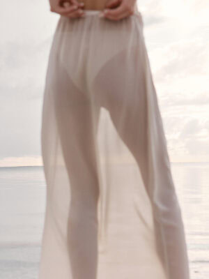 transparentna długa spódnica AMIEU sandy beige