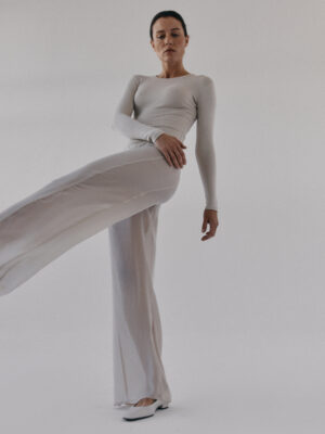 transparentne spodnie OA sandy beige