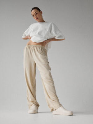 spodnie z prostą nogawką DUE light beige