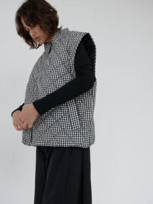 pikowana kamizelka oversize LUA vichy black/off-white