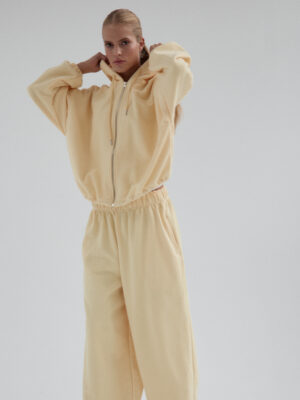 rozpinana bluza oversize typu baloon sleeve z kapturem LE PUMP butter