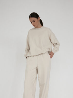 bluza typu crewneck LE PUMP almond beige