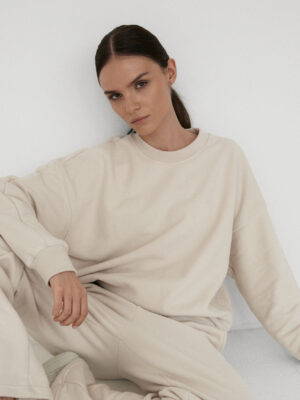 bluza typu crewneck LE PUMP almond beige