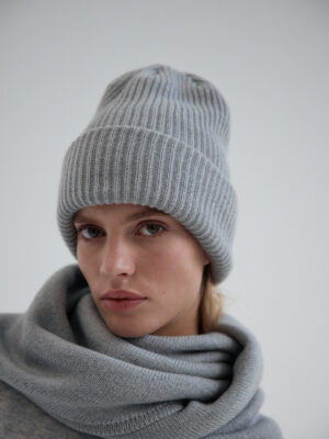 czapka z wełny merino BREA light grey