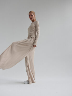 spodnie z szeroką nogawką CIEO ecru