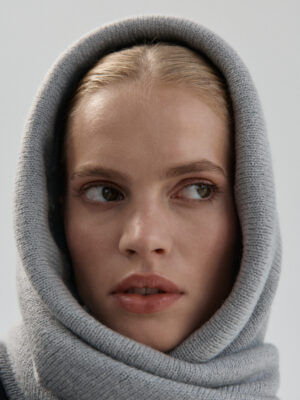 wiązana balaclava z wełny merino BREA light grey