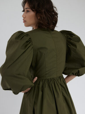 krótka sukienka z bufiastymi rękawami KAWAI avocado