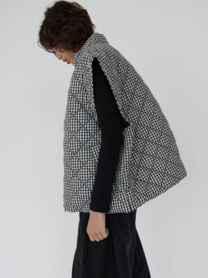 pikowana kamizelka oversize LUA vichy black/off-white