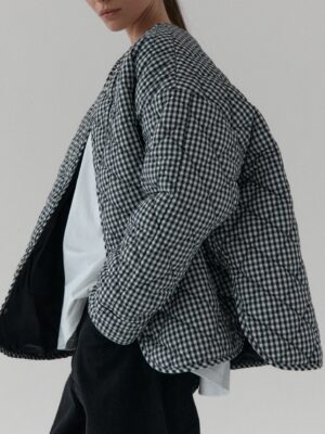 pikowana kurtka oversize MAR vichy black/off-white