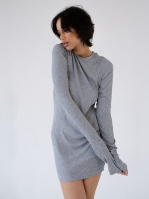 krótka sukienka z długim rękawem JORDE grey