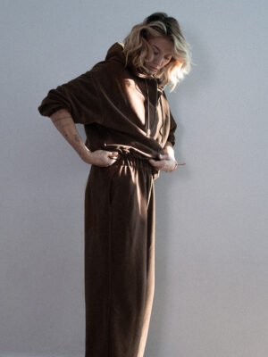 spodnie dresowe z wysokim stanem LE PUMP cocoa brown