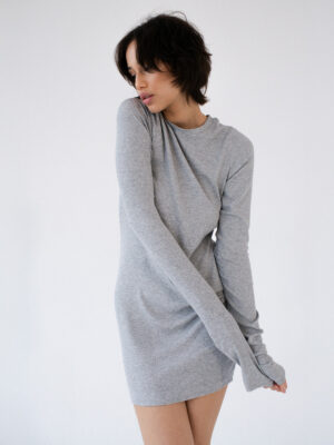 krótka sukienka z długim rękawem JORDE grey