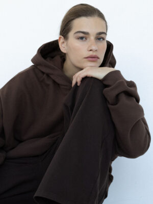 bluza oversize z kapturem LE PUMP cocoa brown
