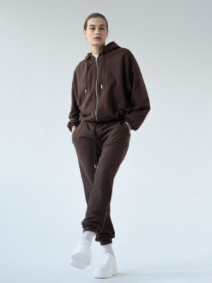 spodnie dresowe typu slim fit LE PUMP cocoa brown