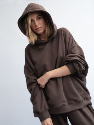 bluza oversize z kapturem LE PUMP cocoa brown