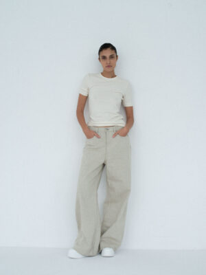 bluzka z dopasowanym rękawem RIBE ecru