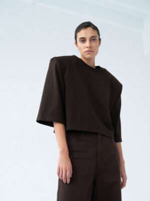 longsleeve z poszerzoną linią ramion CREM dark chocolate