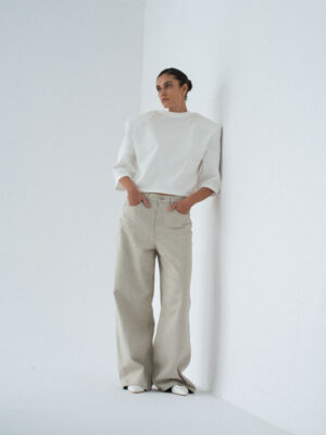 longsleeve z poszerzoną linią ramion CREM off-white