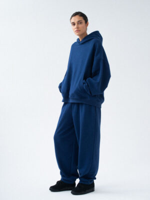 spodnie dresowe z wysokim stanem LE PUMP oxford navy