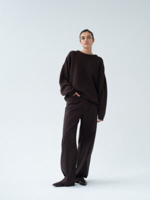 spodnie typu wide leg FIGEE dark chocolate