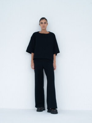 spodnie z szeroką nogawką MOAI black