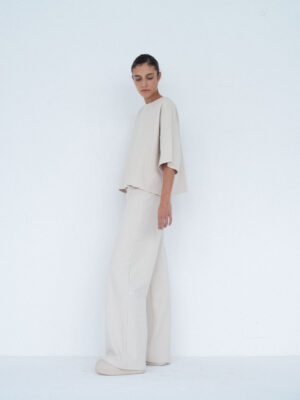 spodnie z szeroką nogawką MOAI ecru