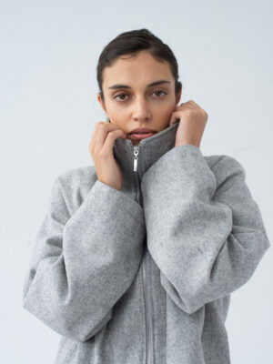 wełniana kurtka z kołnierzem typu funnel BLEU grey