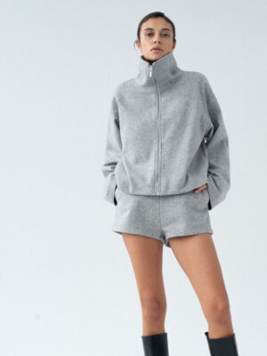 wełniane szorty z wysokim stanem BLEU grey