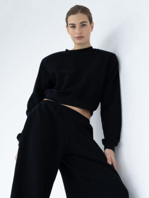 bluza typu cropped z poszerzoną linią ramion LE PUMP black