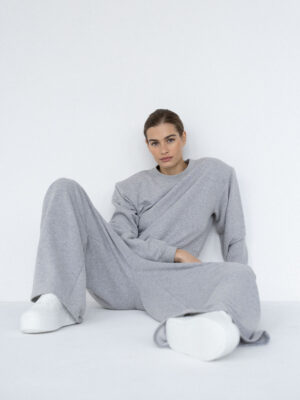 bluza typu cropped z poszerzoną linią ramion LE PUMP grey